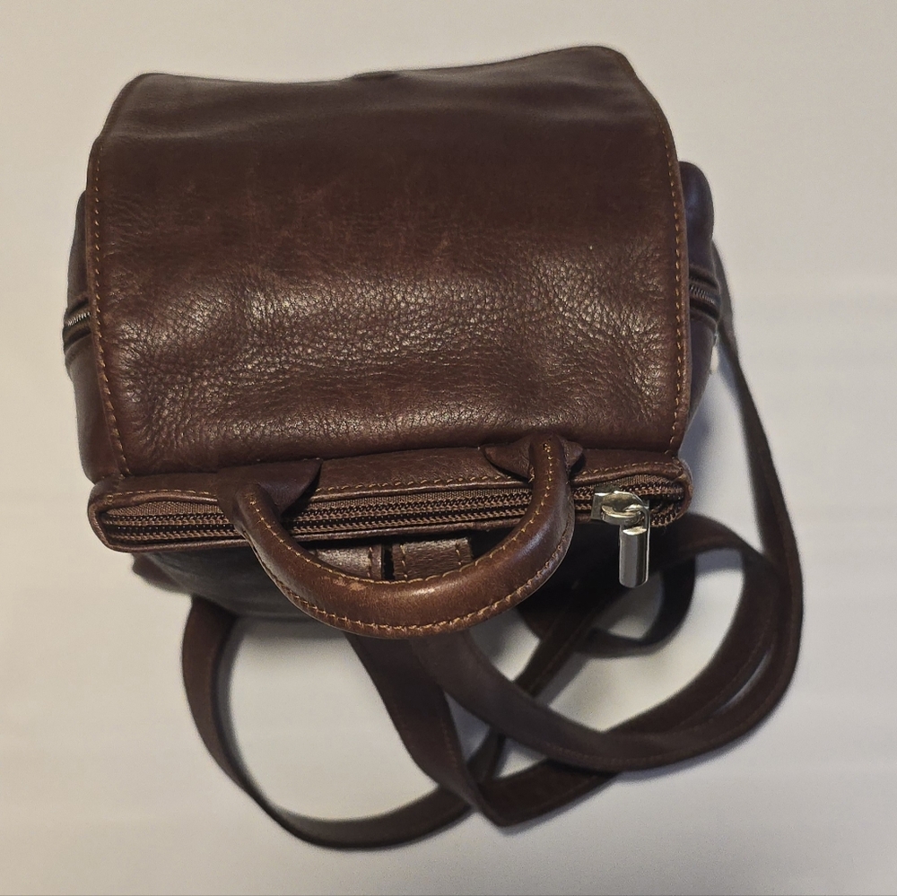 VTG Bruno Rossi Italian Brown Leather Mini Backpack Purse Made in Italy - Picture 5 of 12